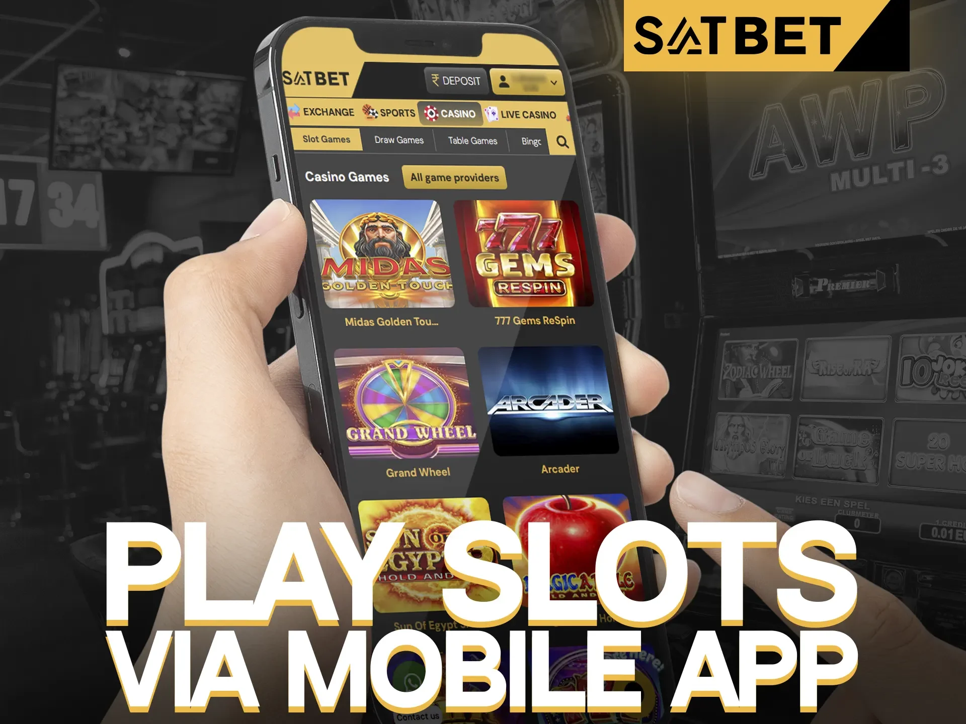Start playing SatBet slots from your mobile device.