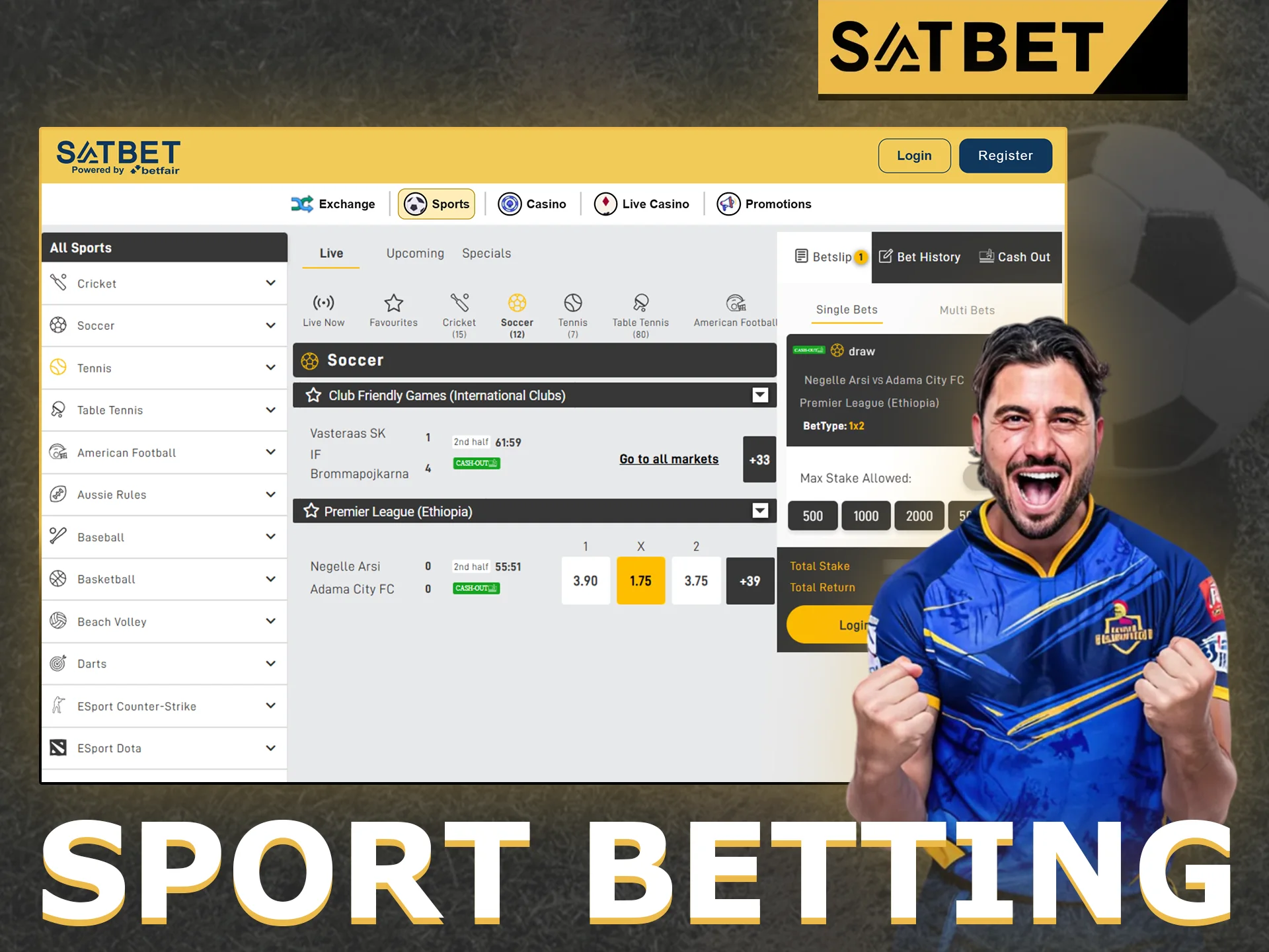Bet at SatBet sports and and get a bonus.